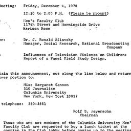 Announcements, 1970-12-04. ...