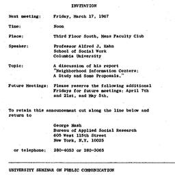 Announcements, 1967-03-17. ...