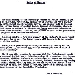 Announcements, 1958-10-24. ...