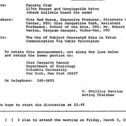 Announcements, 1972-03-03. ...