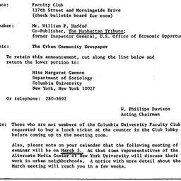 Announcements, 1972-02-11. ...