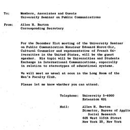 Announcements, 1962-12-21. ...