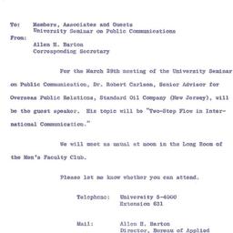 Announcements, 1963-03-29. ...