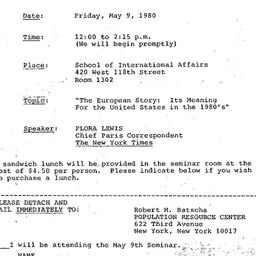 Announcements, 1980-05-09. ...