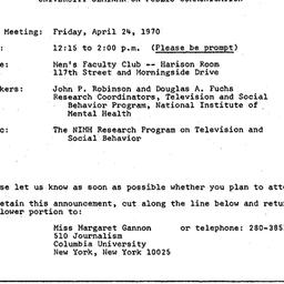 Announcements, 1970-04-24. ...