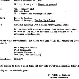 Announcements, 1969-12-12. ...