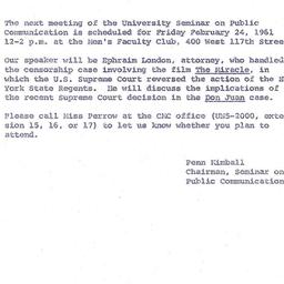 Announcements, 1961-02-24. ...