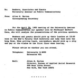Announcements, 1965-04-26. ...