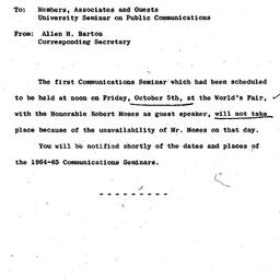 Announcements, 1964-10-05. ...