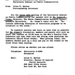 Announcements, 1965-04-09. ...