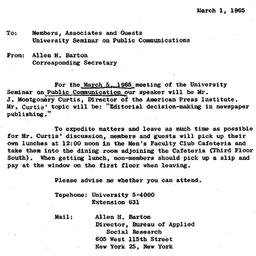 Announcements, 1965-03-01. ...