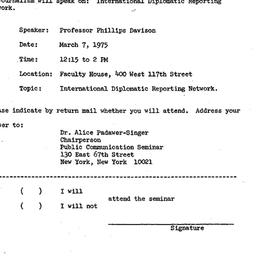 Announcements, 1975-03-07. ...