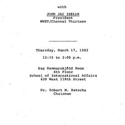 Announcements, 1983-03-17. ...