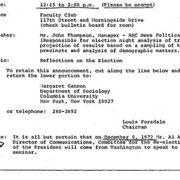 Announcements, 1972-11-17. ...
