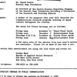 Announcements, 1967-11-03. ...