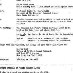 Announcements, 1968-03-15. ...