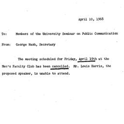 Announcements, 1968-04-10. ...