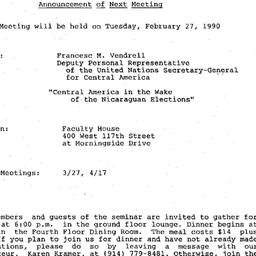 Announcements, 1990-02-27. ...