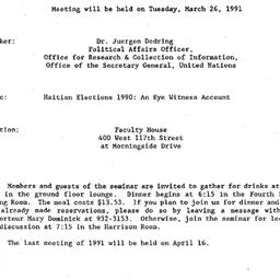 Announcements, 1991-03-26. ...