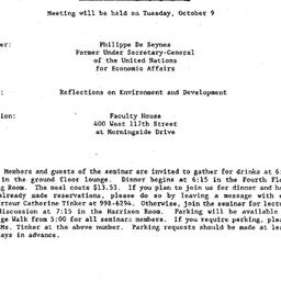 Announcements, 1990-10-09. ...