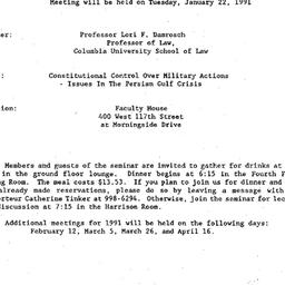 Announcements, 1991-01-22. ...