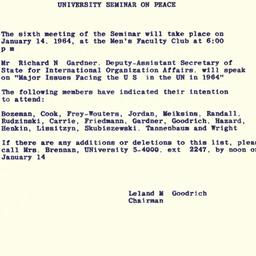 Announcements, 1964-01-07. ...