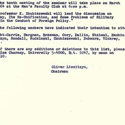 Announcements, 1964-03-02. ...