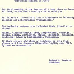 Announcements, 1963-11-06. ...