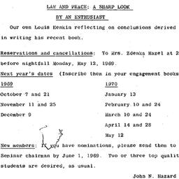 Announcements, 1969-05-13. ...