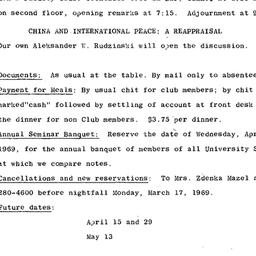 Announcements, 1969-02-25. ...