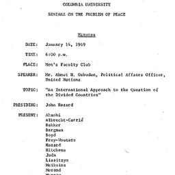 Minutes, 1969-01-14. The Pr...