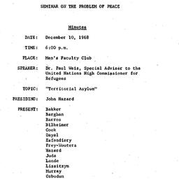 Minutes, 1968-12-10. The Pr...