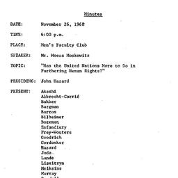 Minutes, 1968-11-26. The Pr...
