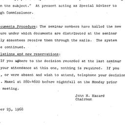 Announcements, 1968-11-25. ...