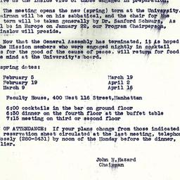 Announcements, 1971-01-22. ...