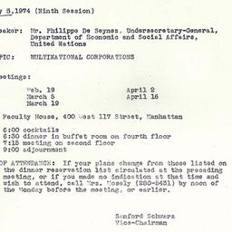 Announcements, 1974-02-05. ...