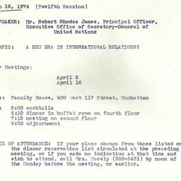 Announcements, 1974-03-19. ...
