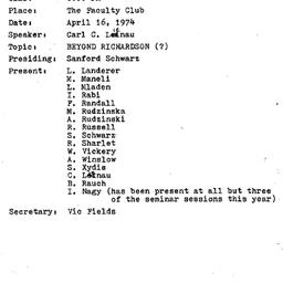 Minutes, 1974-04-16. The Pr...