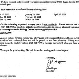 Correspondence, 2001-05-22....