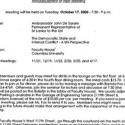 Announcements, 2000-10-17. ...