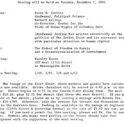 Announcements, 1993-12-07. ...