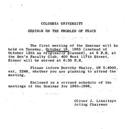 Announcements, 1965-10-19. ...