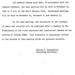 Announcements, 1952-11-11. ...