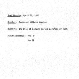 Announcements, 1953-04-21. ...