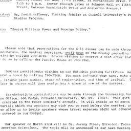 Announcements, 1982-03-09. ...