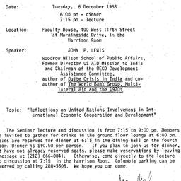Announcements, 1983-12-06. ...