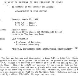 Announcements, 1984-03-20. ...