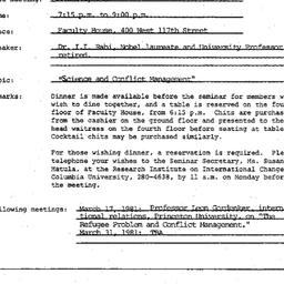 Announcements, 1981-03-03. ...