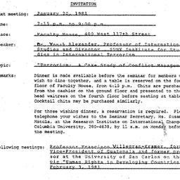 Announcements, 1981-01-20. ...