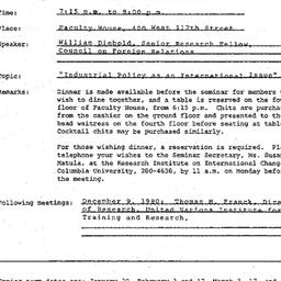 Announcements, 1980-11-25. ...